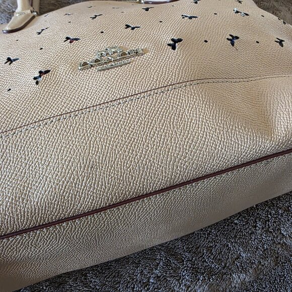 Coach Perforated Bow Crossgrain Leather Sierra Satchel 59344 SV/Beechwood - Picture 5 of 16